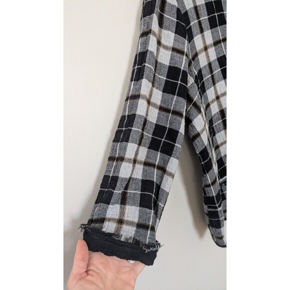 Habitat Tunic Top XL Gauzy Art Wear Lagenlook Lightweight Boxy Plaid Pockets - Picture 2 of 10